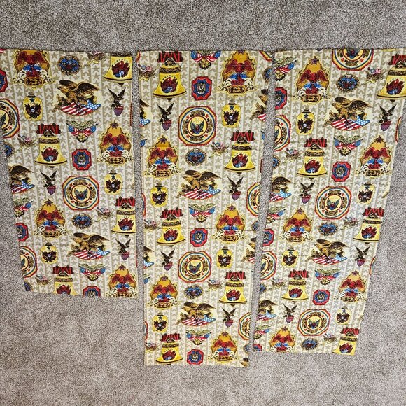 Vintage Patriotic Bicentennial Americana Fabric Curtain Panels 1970s Set of 6 - Picture 2 of 11